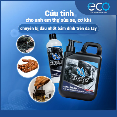 ZUTOZ dung dịch rửa tay công nghiệp – Tẩy sạch dầu nhớt, mỡ nặng, keo, sơn – Bảo vệ da – Chai 1 Lít