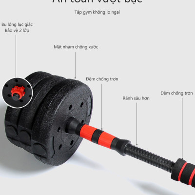 Bộ tạ miếng nhựa đen PVC 10KG đa năng thiết kế mới nhất Cao Cấp 