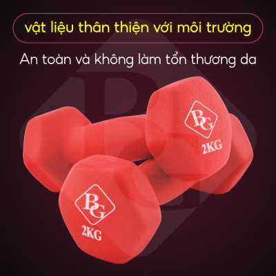 BG Bộ 2 Tạ tay 304 - 314 cao cấp 2Kg Thái Lan (hàng nhập khẩu)