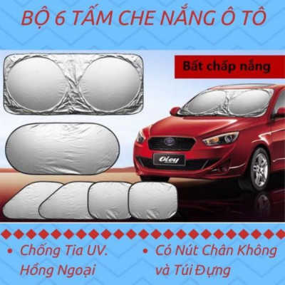 Bộ 6 tấm bạc che nắng phản quang ô tô, Bạt che nắng ô tô gấp gọn tiện lợi, ngăn tia UV nhập thái lan familydecor