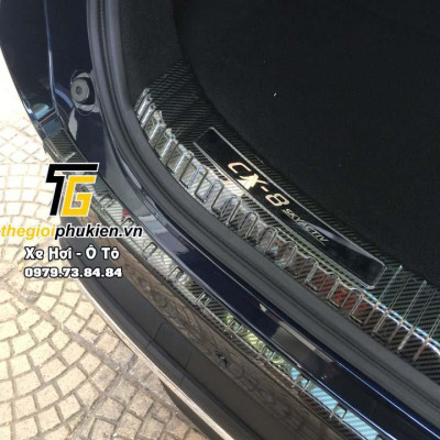 COMBO Nẹp bước chân và ốp chống trầy cốp Mazda CX8, CX-8 vân Carbon