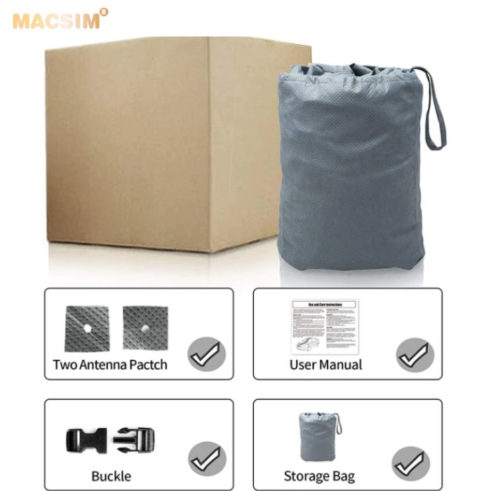 Bạt phủ ô tô chất liệu vải không dệt 3 lớp cao cấp thương hiệu MACSIM cho xe ô tô Vinfat Fadil màu ghi
