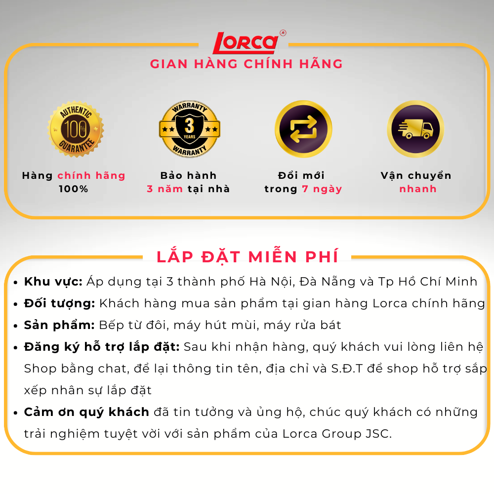 Bếp từ đôi âm LORCA LCI 809 PLUS - Hàng chính hãng cao cấp linh kiện từ Đức công nghệ Inverter