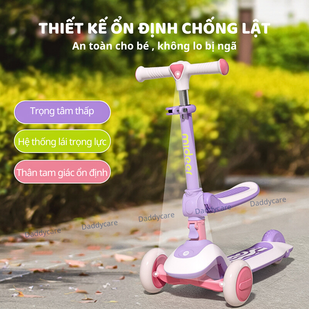 Xe Scooter Mideer, xe trượt cao cấp gấp gọn có ghế ngồi cho bé