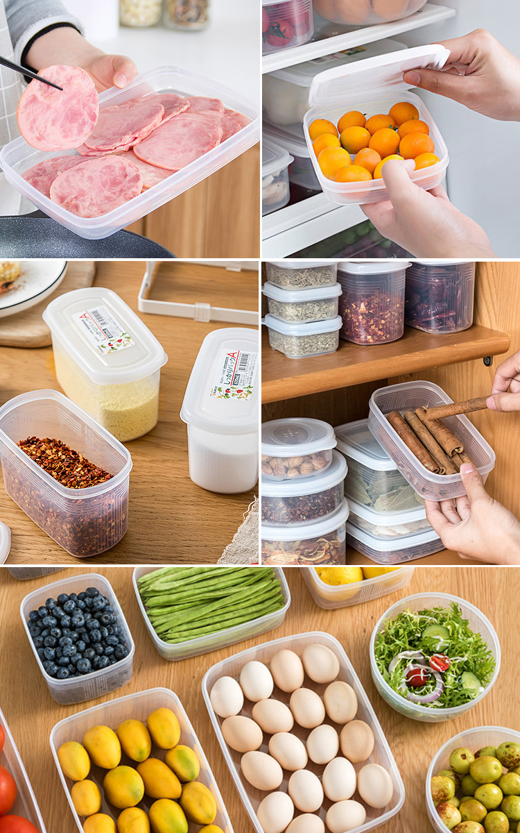 Combo 02 Hộp bảo quản thực phẩm Nakaya hình chữ nhật dẹt - Nội địa Nhật