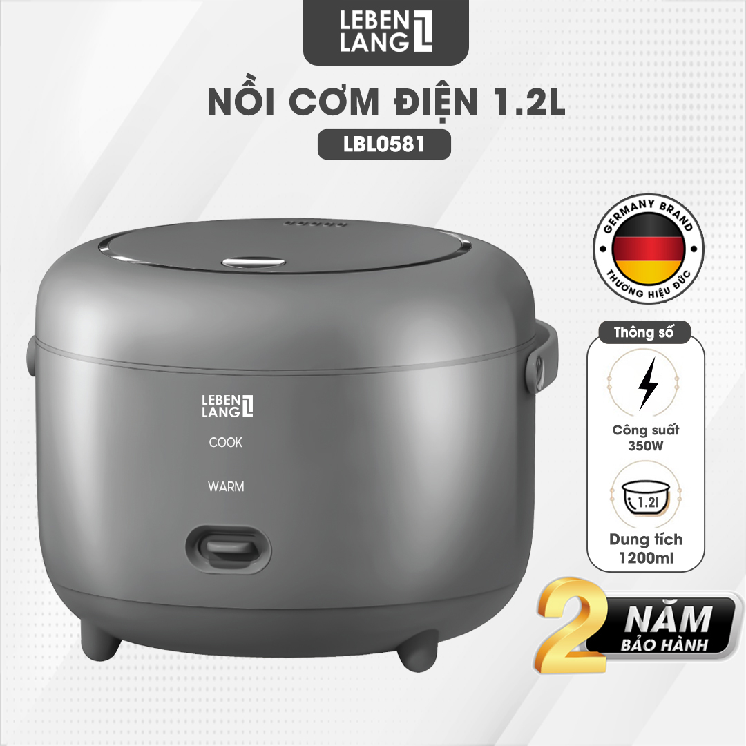 Nồi cơm điện Lebenlang LBL0581, dung tích 1200ml, công suất 350W, thiết kế hiện đại, bảo hành 2 năm - hàng chính hãng