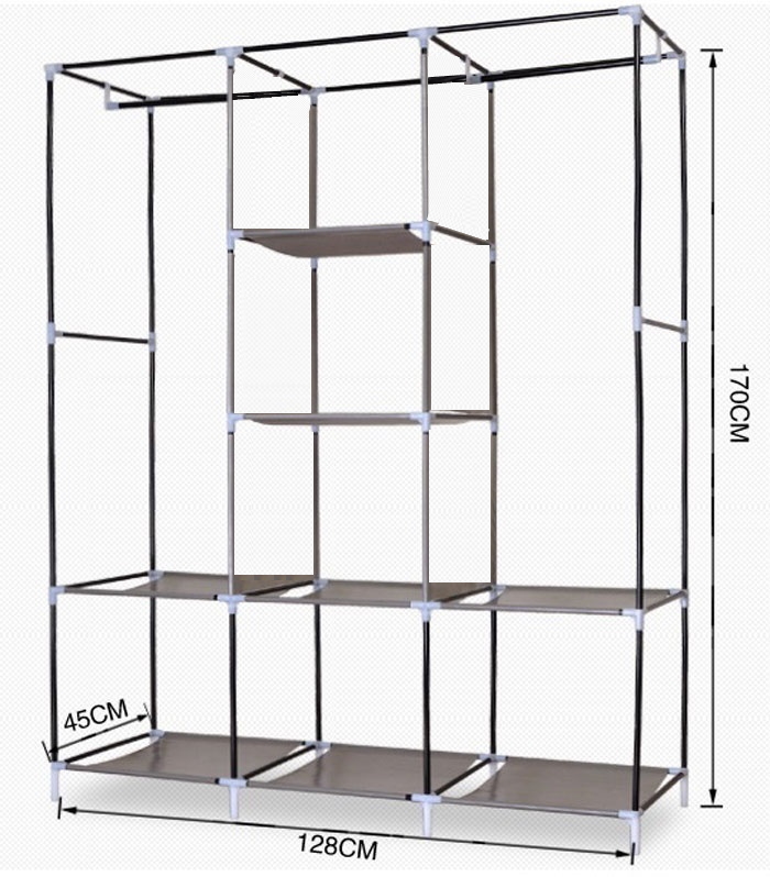 Tủ quần áo 3 buồng 8 ngăn cao cấp thế hệ mới, Tủ vải quần áo khung Inox vững chắc chất lượng cao - Hàng chính hãng D Danido