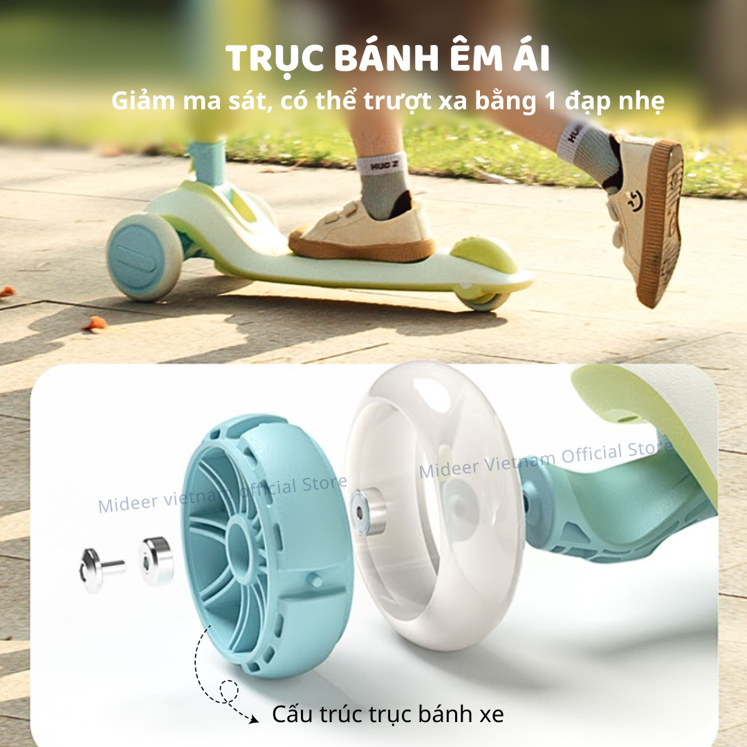 Xe Trượt Scooter Mideer Cao Cấp gấp gọn có ghế ngồi cho bé