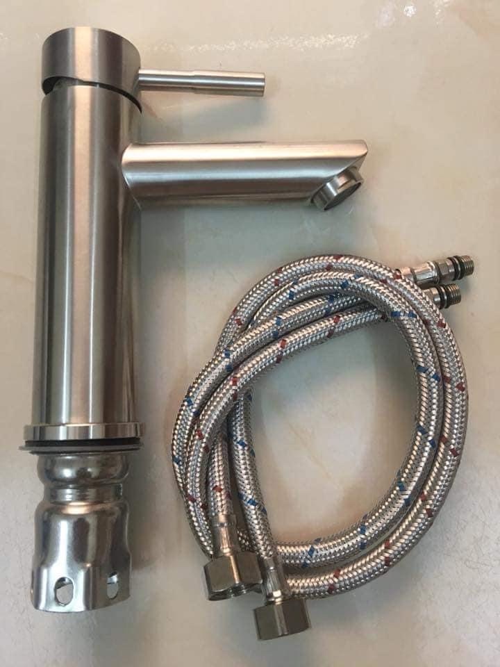 Vòi Rửa Mặt Thân Thấp nóng lạnh Inox 304 SUS304 GROVES GRV 304T