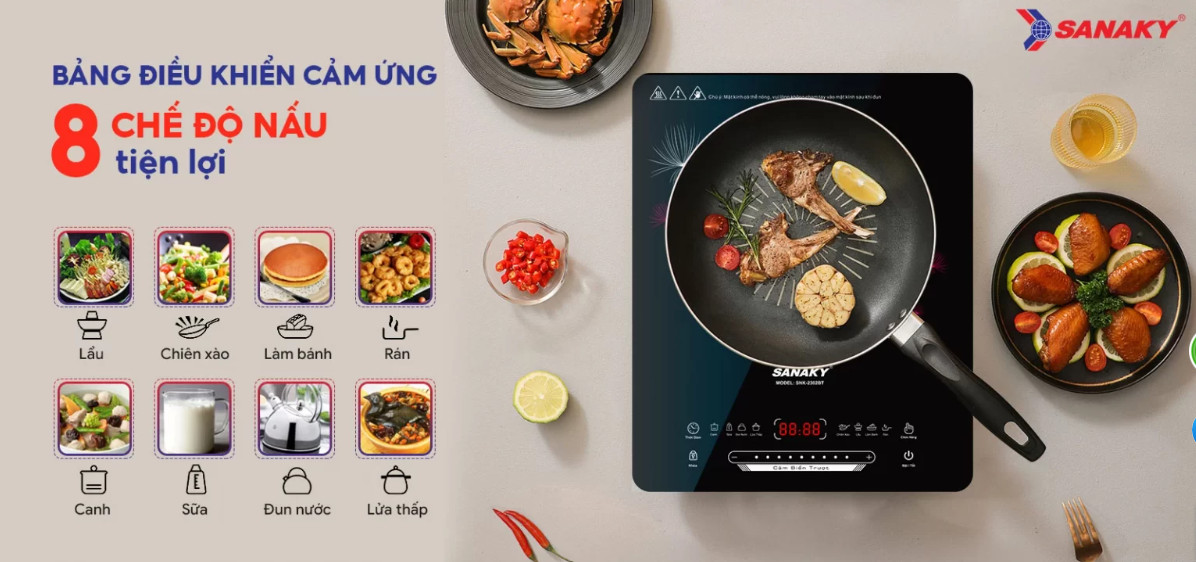 Bếp từ đơn Sanaky SNK-2302BT- HÀNG CHÍNH HÃNG