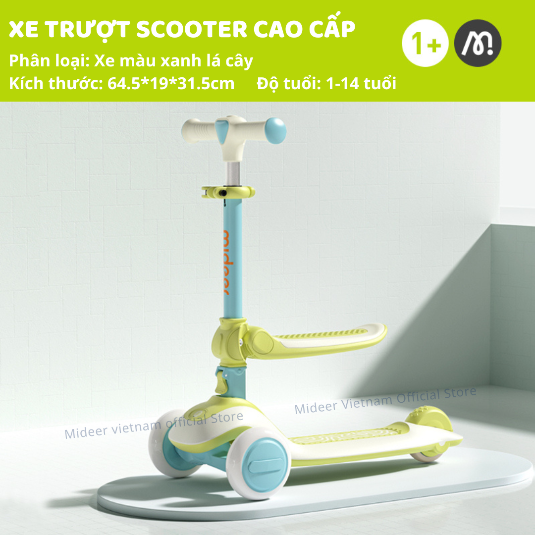 Xe Trượt Scooter Mideer Cao Cấp gấp gọn có ghế ngồi cho bé