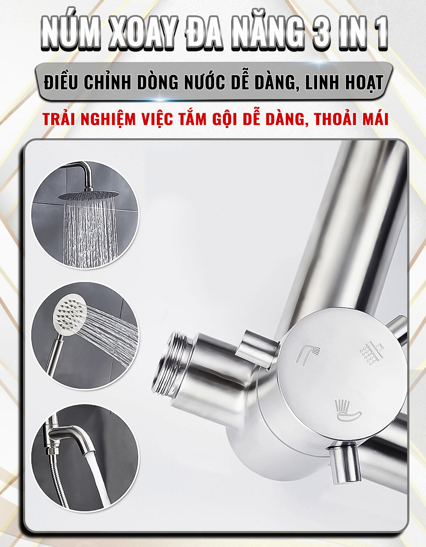 Bộ sen cây KG31 dùng cho nước lạnh, bát sen nước mạnh, dễ dùng được cho mọi nhà vệ sinh tiện lợi, siêu bền inox304- Hàng chính hãng