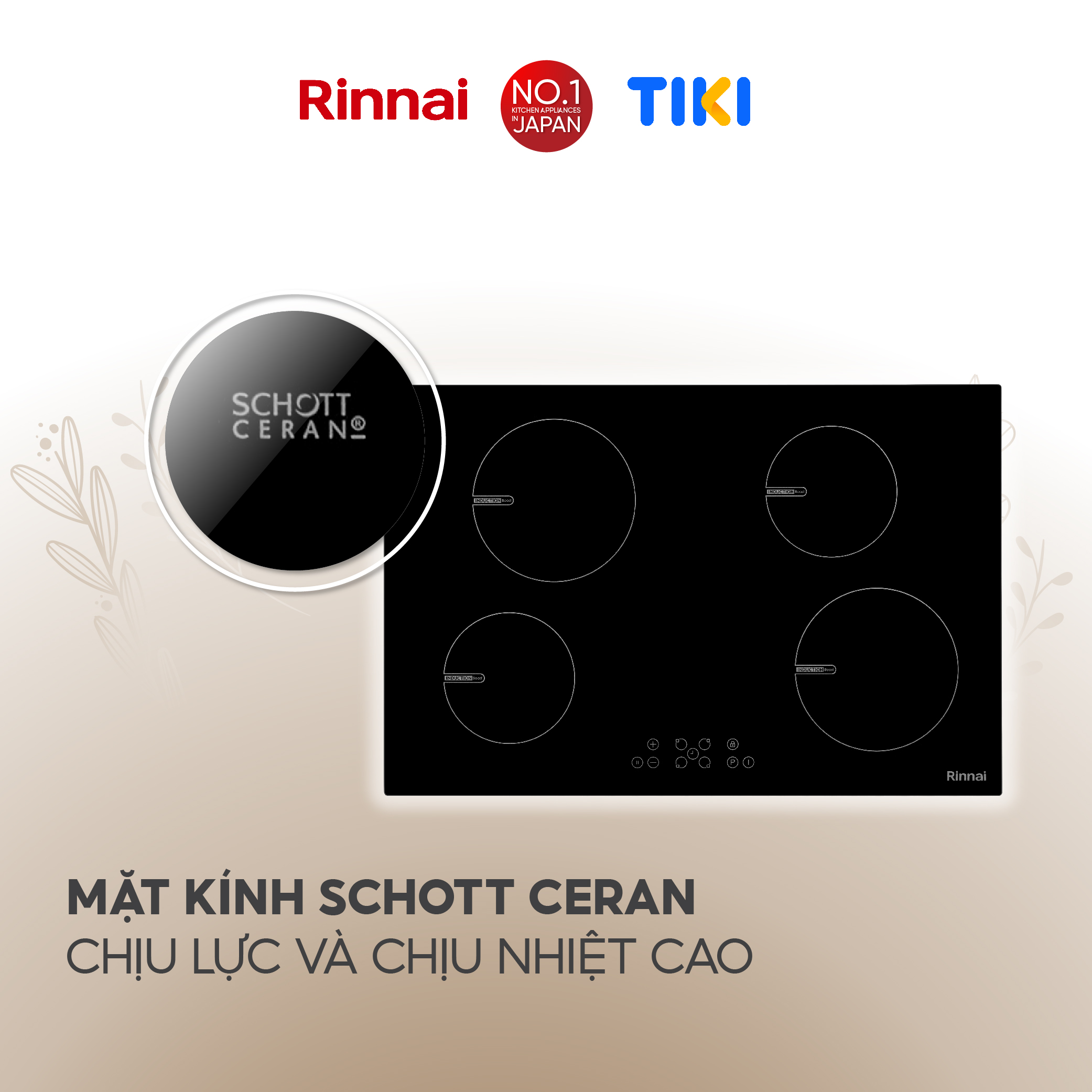 Bếp từ Rinnai RB-7104H-CB mặt kính Schott 7400W