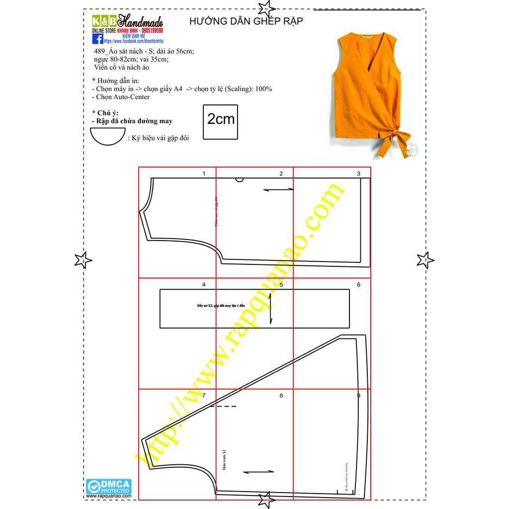 Rập giấy mã 489 - Rập áo sát nách (BẢN VẼ)