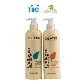 Dầu gội xả keratin, collagen, tinh chất tơ tằm ngăn rụng tóc, phục hồi sâu hư tổn COLATIN 500 -1000ml