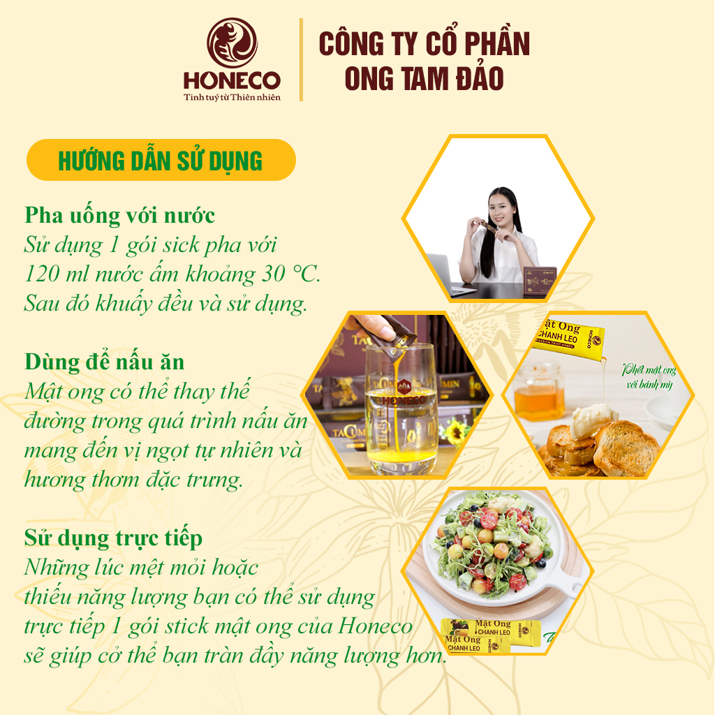 Mật ong Quất gừng sả HONECO 15 gói x 15g