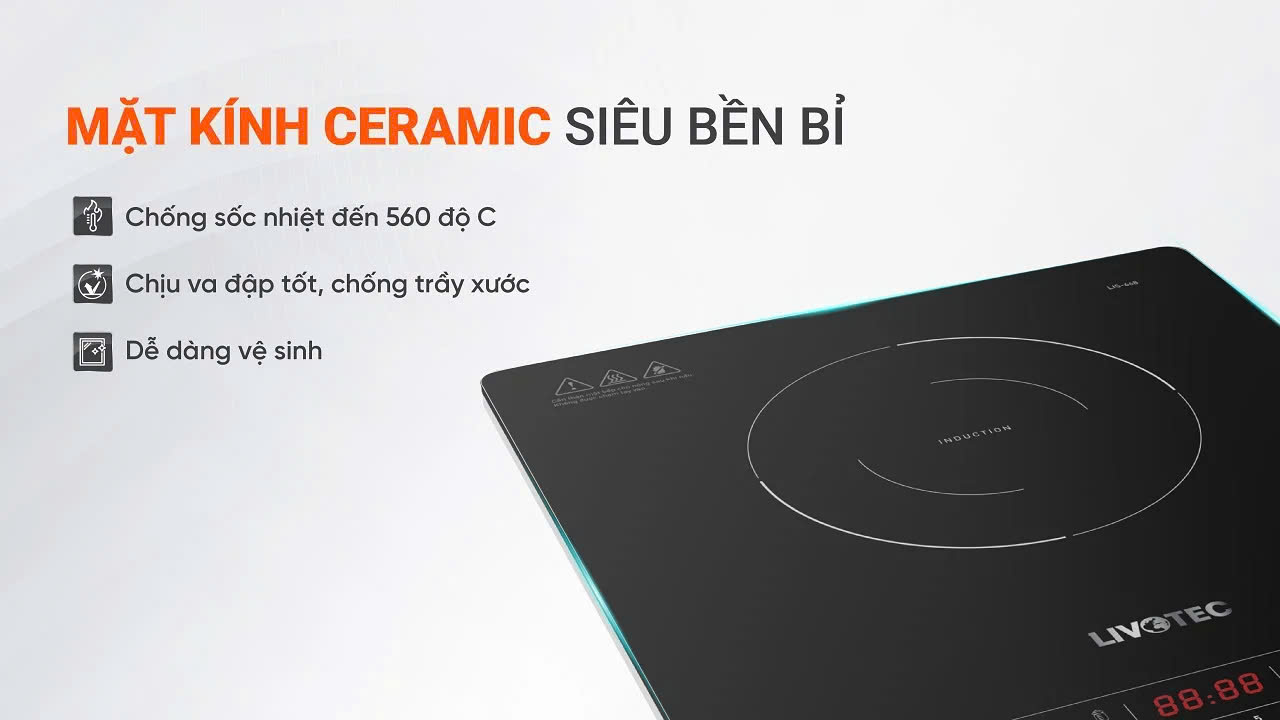 Bếp điện từ đơn Livotec LIS-668 2.000W 8 mức công suất - Miễn phí vận chuyển toàn quốc - Bảo hành 24 tháng - Hàng chính hãng