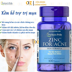 Kẽm hỗ trợ trị mụn, làm đẹp da mụn Puritan