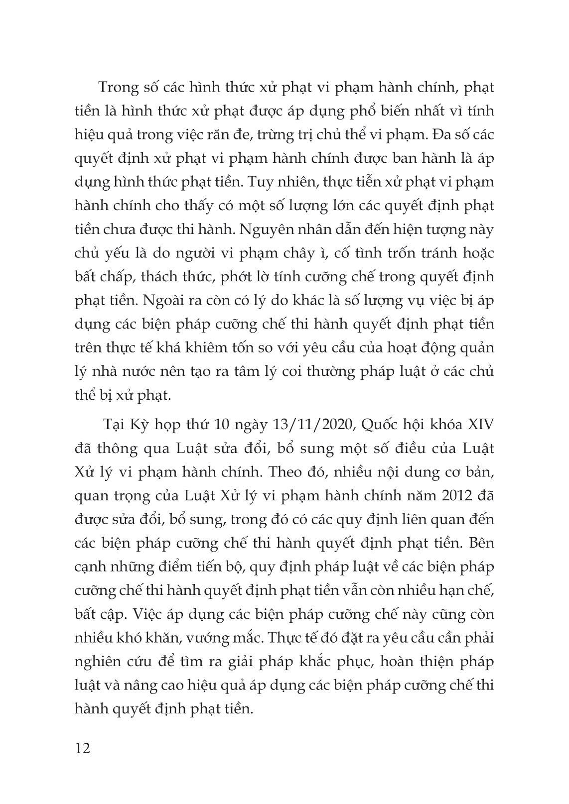 Các Biện Pháp Cưỡng Chế Thi Hành Quyết Định Phạt Tiền Trong Xử Phạt Vi Phạm Hành Chính: Thực Trạng Và Giải Pháp