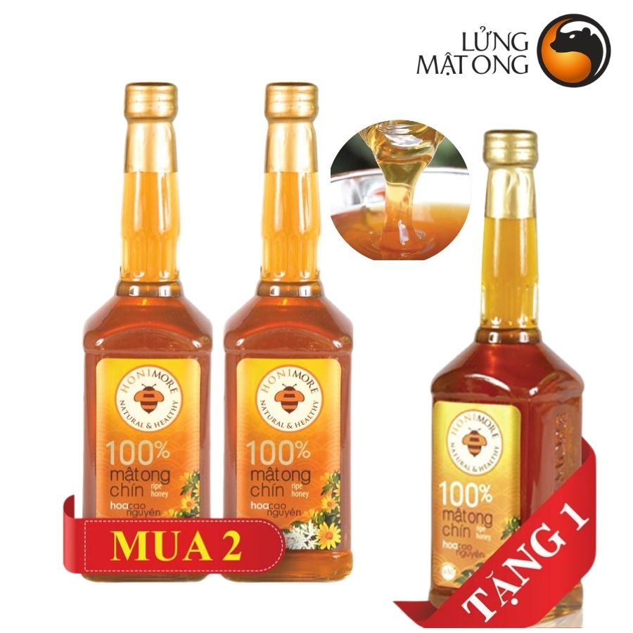 Honimore Mật ong rừng Nguyên chất Hoa Cao Nguyên 630g - MUA 2 TẶNG 1 CHAI CÙNG SIZE
