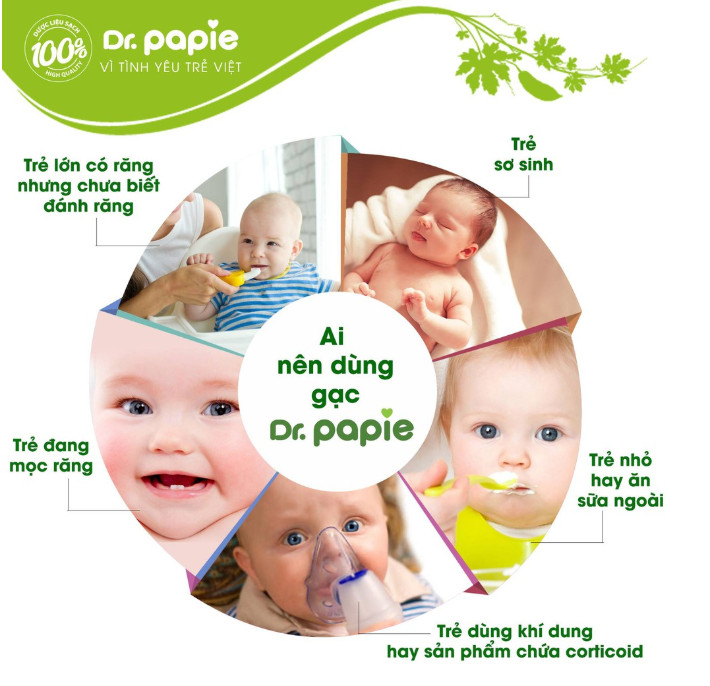 Gạc Rơ Lưỡi, Vệ Sinh Răng Miệng Cho Bé Dr Papie (Tách lẻ 10 gói)