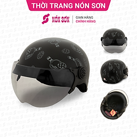Mũ bảo hiểm có kính hoa văn NÓN SƠN chính hãng BKP-ĐN122