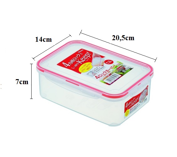 Combo 3 hộp nhựa bảo quản thực phẩm Inomata hình chữ nhật - Có khóa nắp 4 chiều