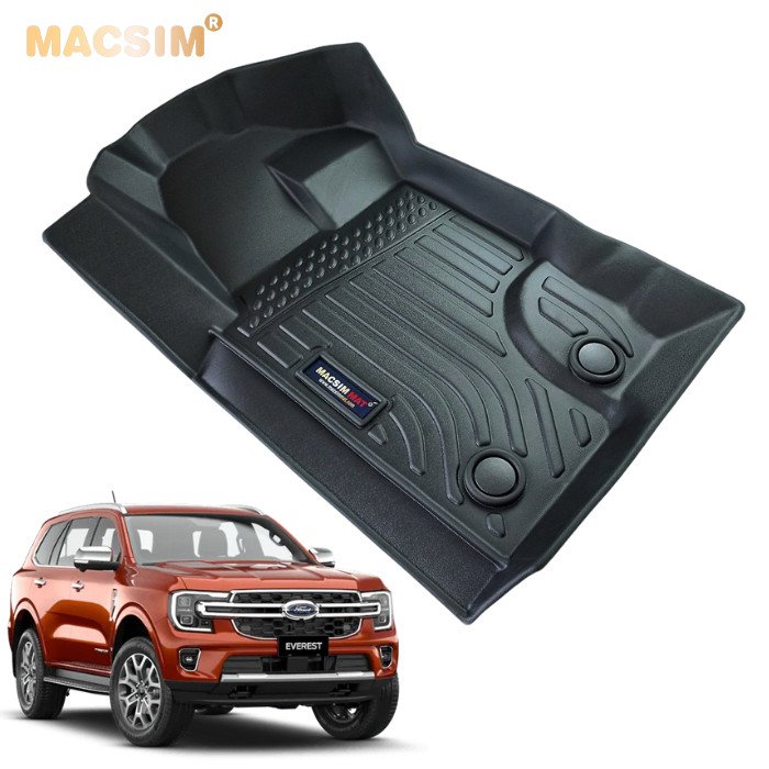 Thảm lót sàn xe ô tô Ford Everest 2016-2022 Nhãn hiệu Macsim chất liệu nhựa TPE cao cấp màu đen