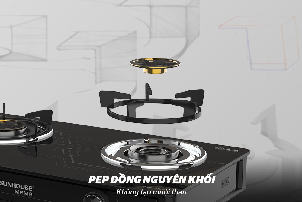 BẾP GAS DƯƠNG KÍNH SUNHOUSE MAMA MMB0911 - Hàng Chính Hãng