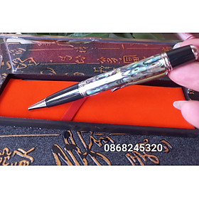 Bút bi viết ký  phong cách lịch mãn đẳng cấp khảm vỏ bào ngư xanh
