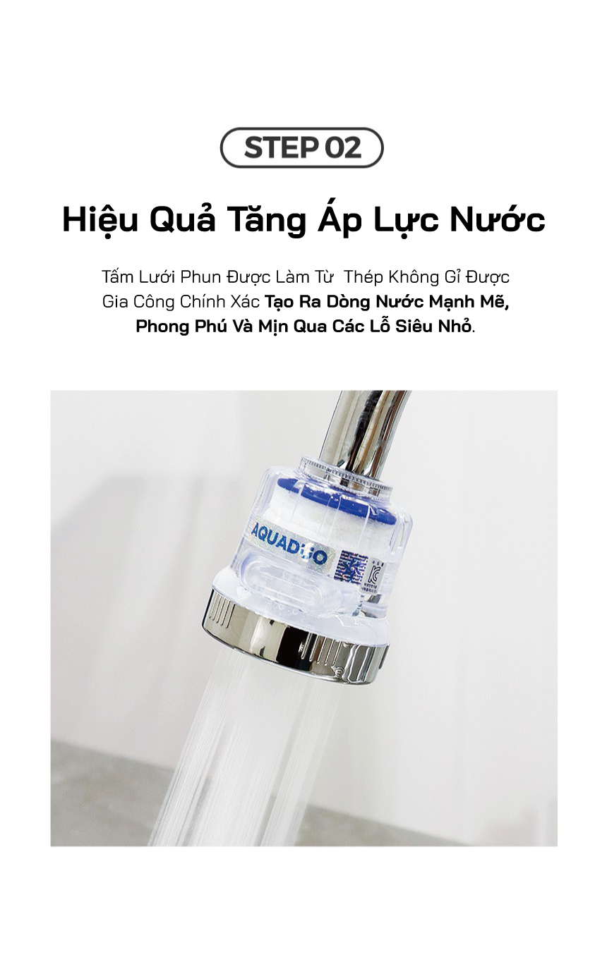 Combo Vòi rửa chén ( tăng áp +lọc nước) + 8 Thanh lọc nước AquaDuo SF-1000B
