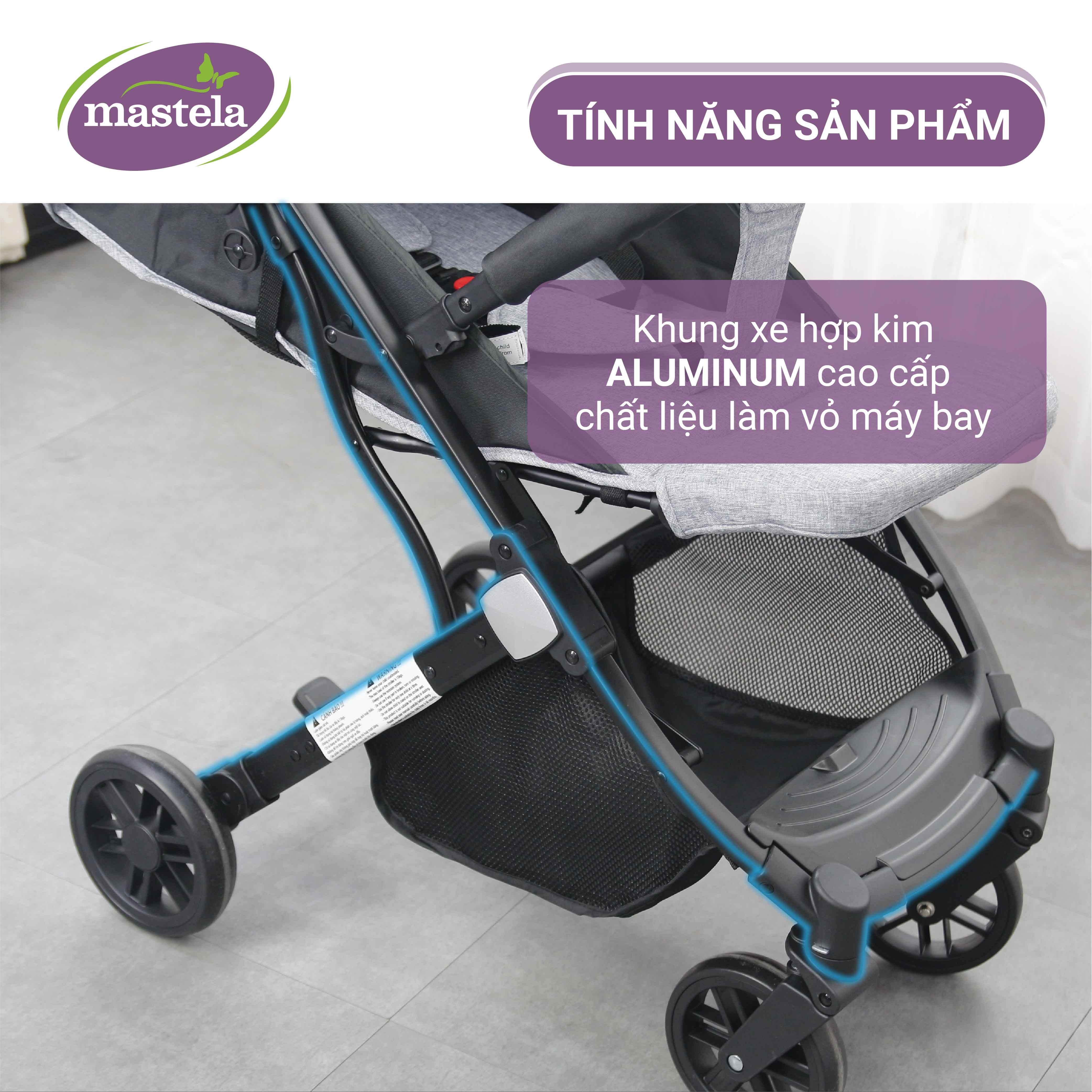 Xe đẩy gấp gọn cho bé Mastela HN275 - Xe đẩy em bé siêu nhẹ, thoáng khí bảo hành 12 tháng