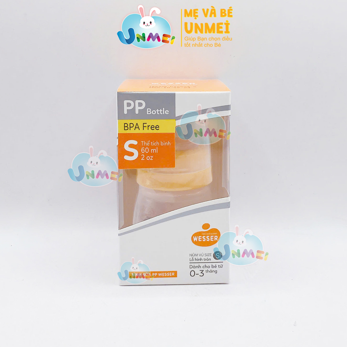 Combo 3 Bình Sữa Wesser PP 60ml, 140ml và 250ml (Giao màu ngẫu nhiên)