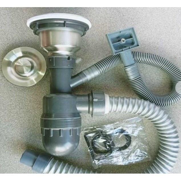 Chậu chén inox 1 hộc kích thước 62x43x23 cm (đầy đủ bộ xả)