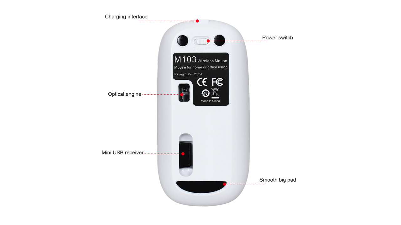 Chuột không dây sạc điện HXSJ M103 - Hàng chính hãng