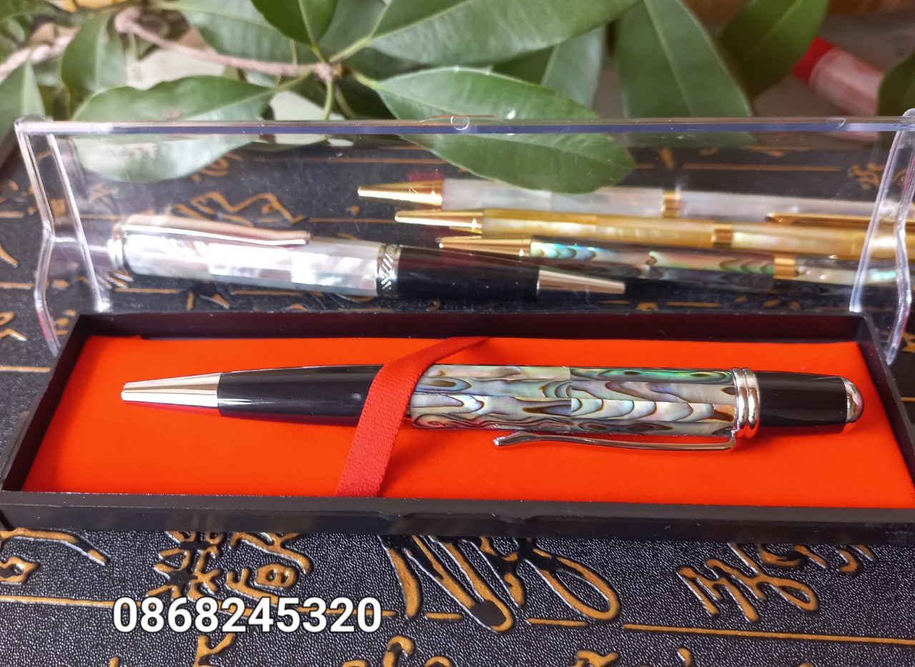 Bút bi viết ký phong cách lịch mãn đẳng cấp khảm vỏ bào ngư xanh