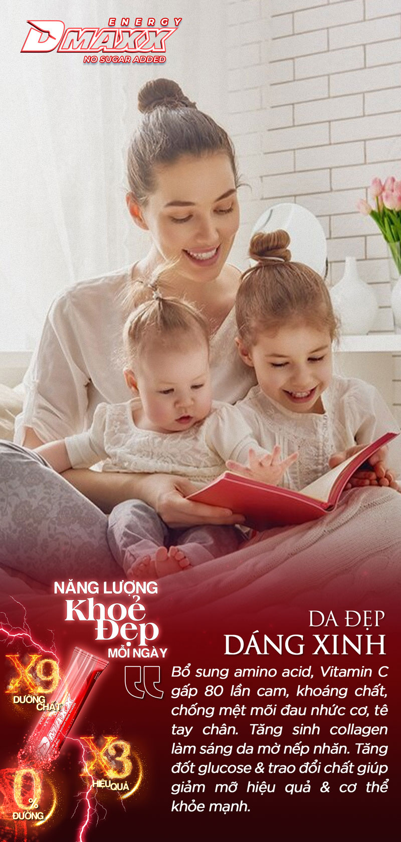 Thức uống bổ sung vitamin tăng năng lượng DMAXX NO SUGAR DAMODE hộp 30 gói