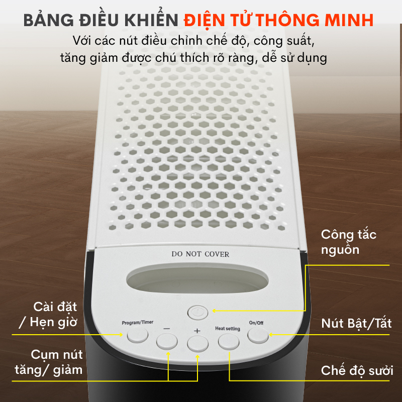 Máy sưởi dầu điều khiển từ xa nhập khẩu FujiE OFR7813,13 thanh sưởi sử dụng phòng 30m2, bảng điều khiển điện tử tăng giảm nhiệt độ- Hàng CHính Hãng