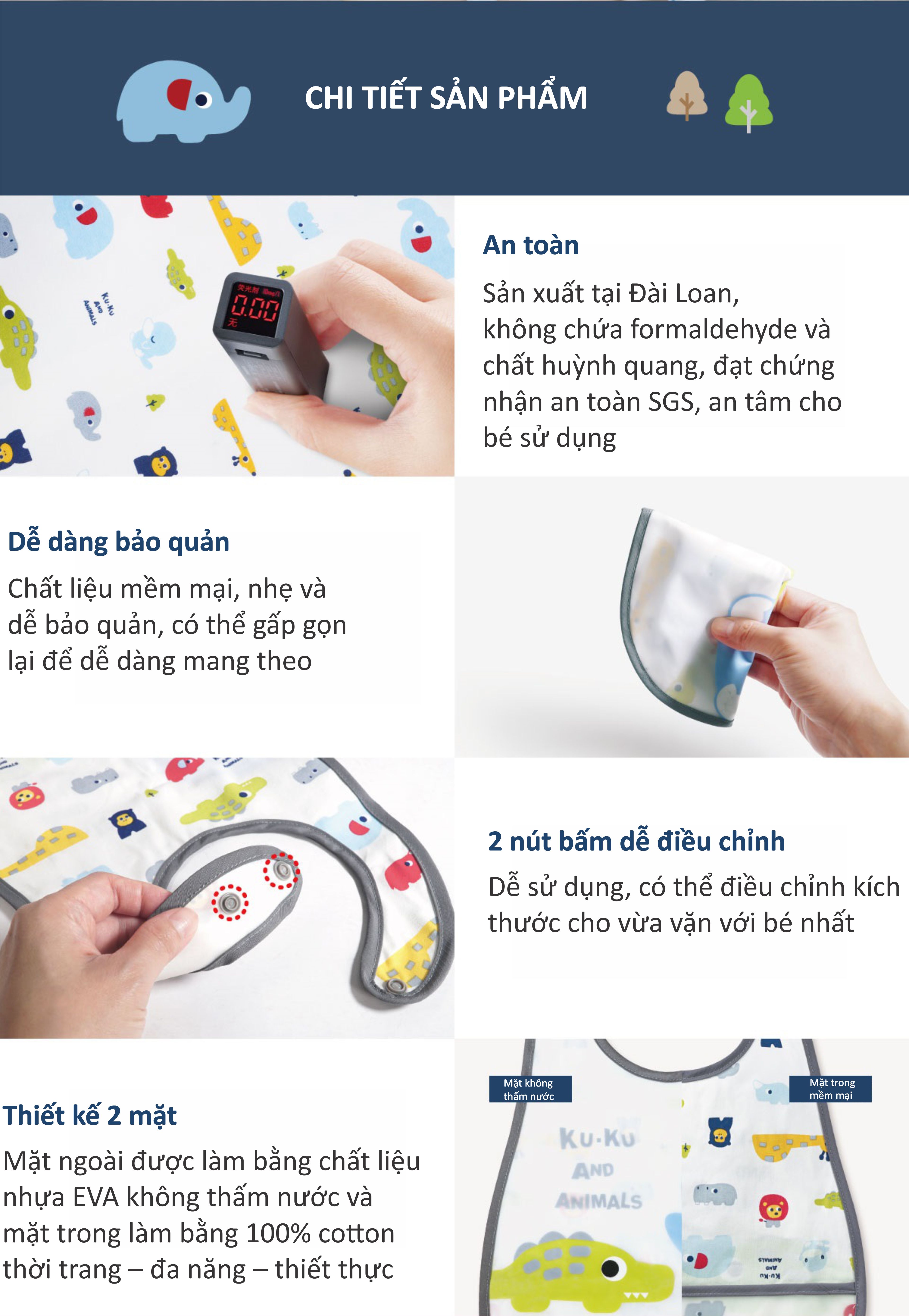 YẾM ĂN EM BÉ KHÔNG THẤM NƯỚC HÌNH THÚ VUI NHỘN CÓ KHAY HỨNG - KU2253