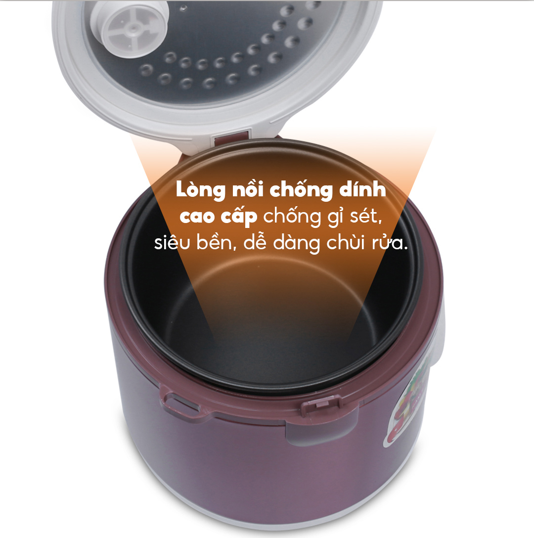 Nồi cơm điện nắp gài Comet CM8025 dung tích 1L – Công suất 400W, lòng nồi chống dính, giữ nóng lâu – Hàng chính hãng, bảo hành 12 tháng