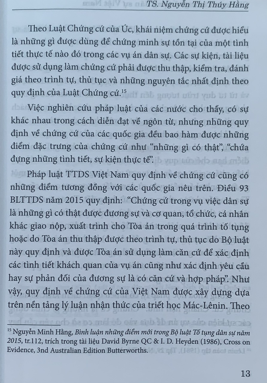 Chứng cứ trong tố tụng dân sự Việt Nam (Sách chuyên khảo)
