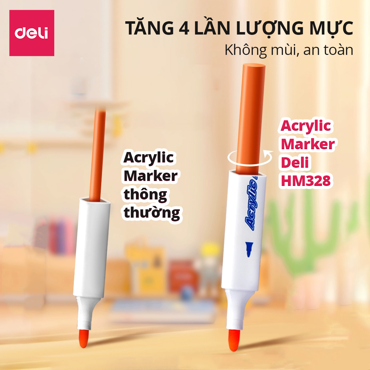 Bút Màu Acrylic Marker Túi Vải Cao Cấp Deli - Bút Sơn Màu Acrylic Tô Vẽ Trên Mọi Chất Liệu Không Thấm Nước - Đi Nét DIY
