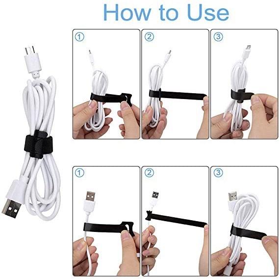 Combo 10 Băng Gai Nhiều Màu Dính 2 Mặt Cuốn Và Bó Dây Sạc, Dây Cáp, Dây Tai Nghe, Tiện Dụng, Làm Gọn Dây - TakyHome 5678
