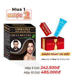 Dầu Gội Phủ Bạc OHBAMA Gội Đen Nâu Tự Nhiên Thảo Mộc [Hộp 5 gói]