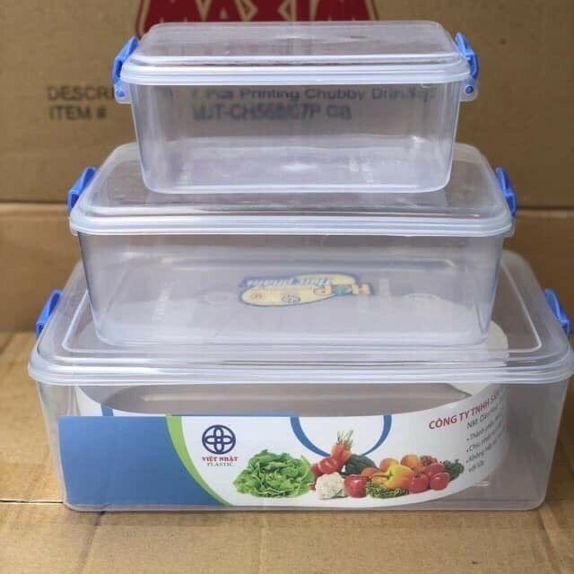 Bộ 3 Hộp Nhựa Đựng Thực Phẩm, Hộp Đựng Thức Ăn Để Tủ Lạnh Hình Chữ Nhật MH6695