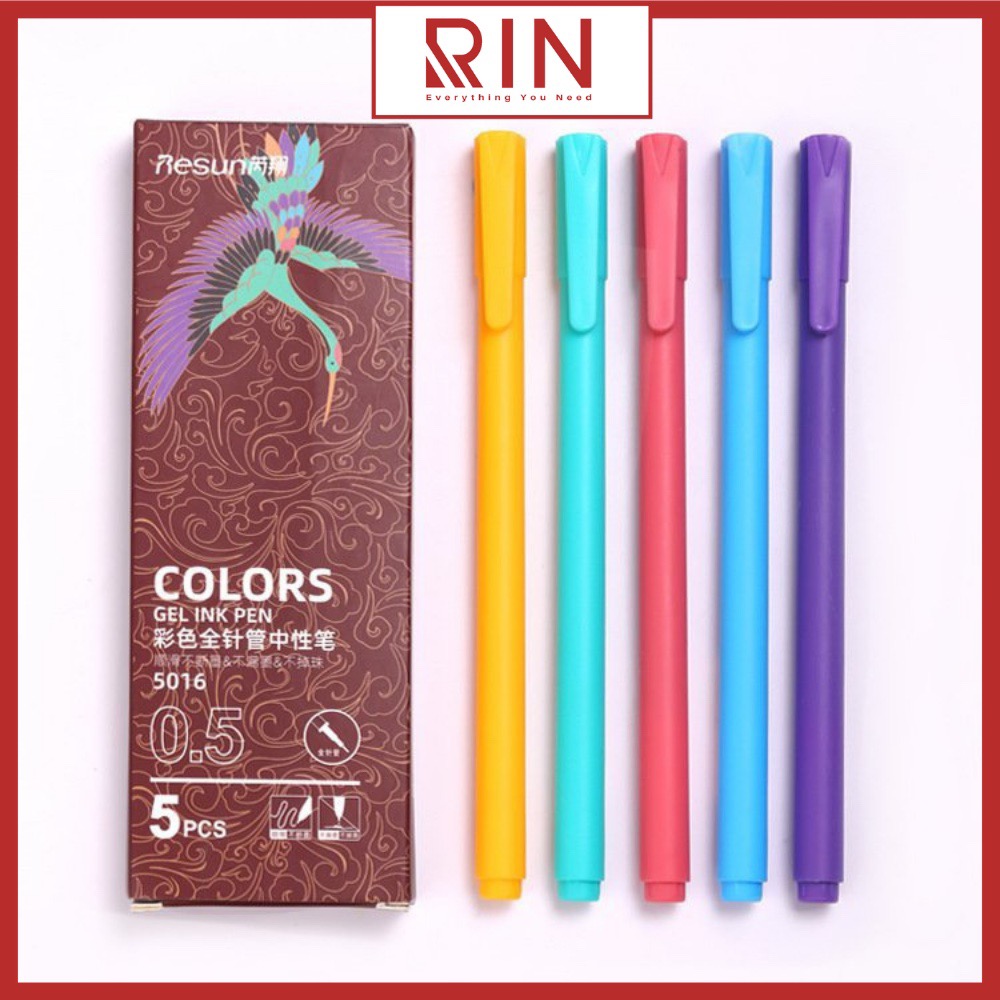Bộ bút Gel nhiều màu/ Bộ bút mực nhiều màu ngòi 0.5mm – Bộ 5 cây