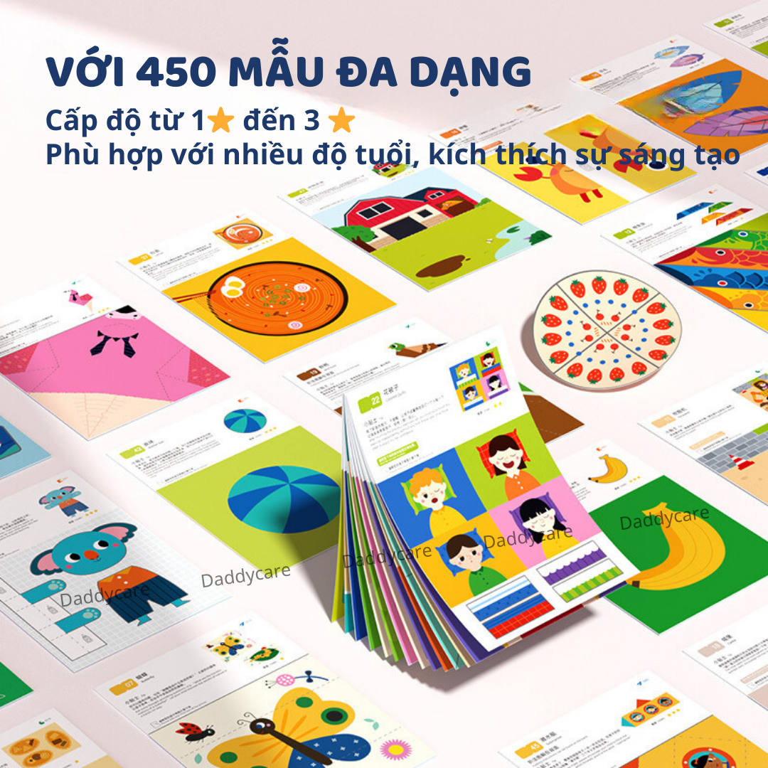Giấy Màu Thủ Công Origami, Cắt dán 3 Cấp Độ, Đồ Chơi thủ công Cho Bé
