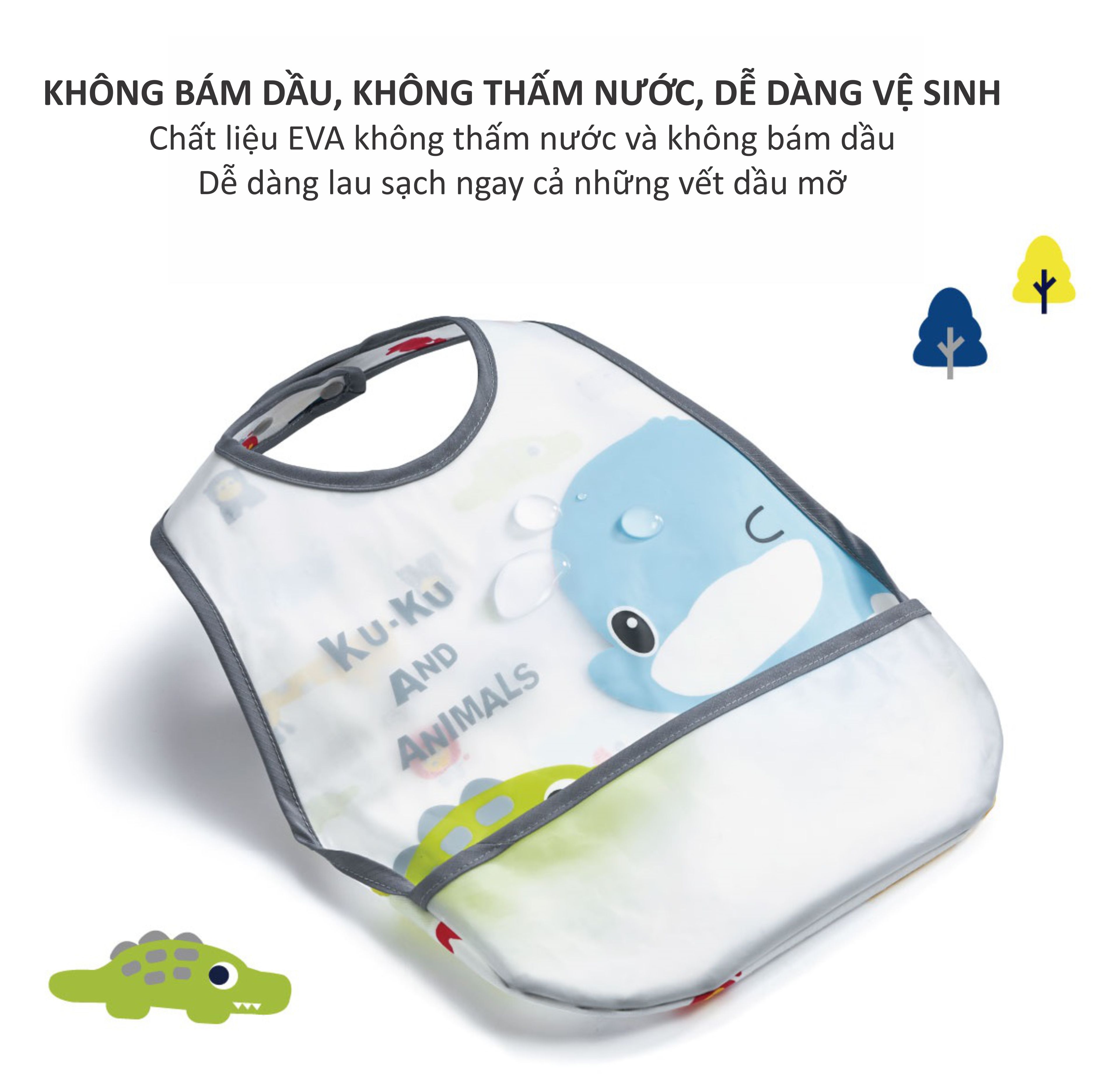 YẾM ĂN EM BÉ KHÔNG THẤM NƯỚC HÌNH THÚ VUI NHỘN CÓ KHAY HỨNG - KU2253
