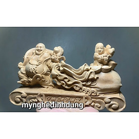 Tượng phật di lặc kéo bao vàng bằng gỗ ngọc am thơm nức kt 20x12x7cm 