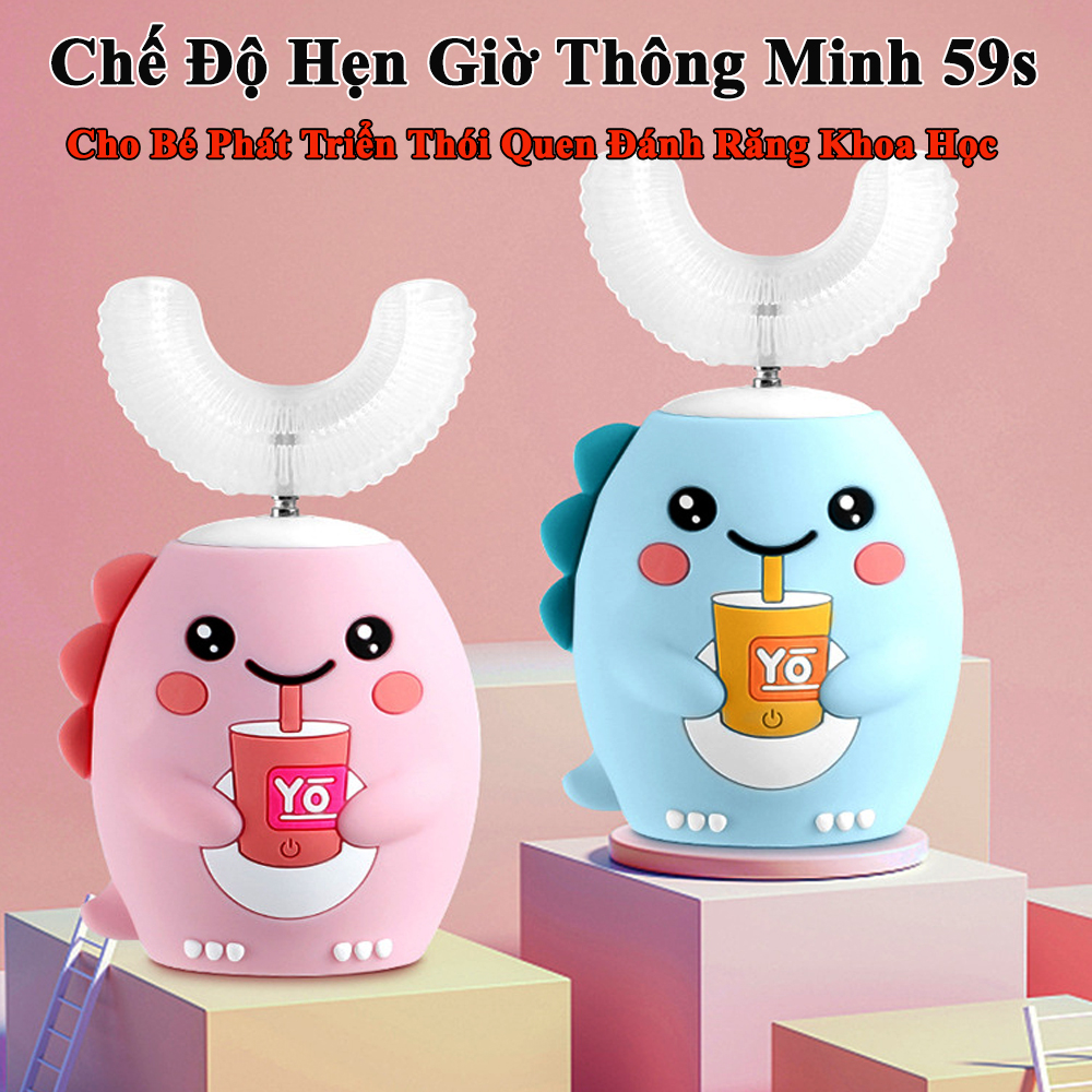 Bàn Chải Đánh Răng Điện Cho Bé KUNBE Đầu Chữ U Siêu Mềm, Nhiều Mẫu Hoạt Hình Đáng Yêu